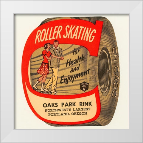 Roller Skating for Health and Enjoyment White Modern Wood Framed Art Print by Retrorollers