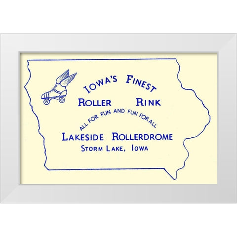 Iowas Finest Roller Rink White Modern Wood Framed Art Print by Retrorollers