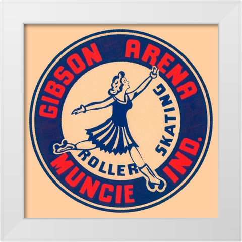 Gibson Arena Roller Skating White Modern Wood Framed Art Print by Retrorollers