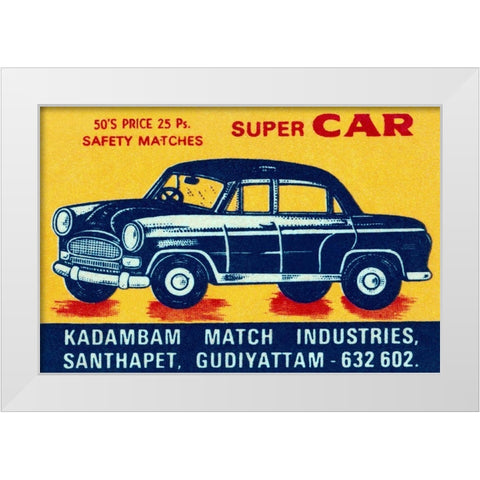 Super Car Matches White Modern Wood Framed Art Print by Phillumenart