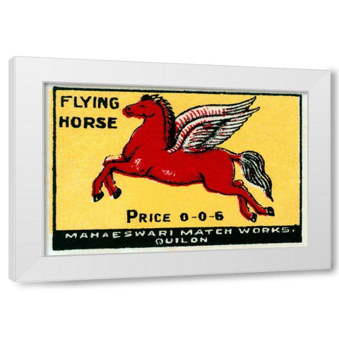 Flying Horse Matches White Modern Wood Framed Art Print by Phillumenart