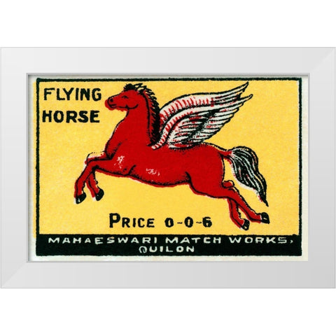 Flying Horse Matches White Modern Wood Framed Art Print by Phillumenart