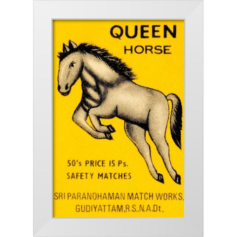 Queen Horse Matches White Modern Wood Framed Art Print by Phillumenart