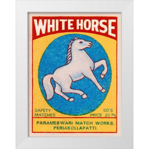 White Horse Matches White Modern Wood Framed Art Print by Phillumenart