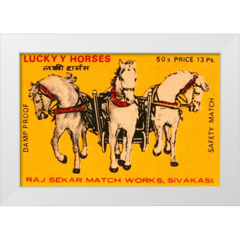 Lucky Horses Matches White Modern Wood Framed Art Print by Phillumenart