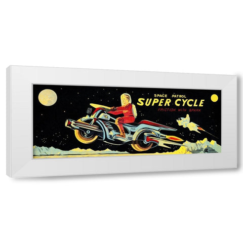 Space Patrol Super Cycle White Modern Wood Framed Art Print by Retrotrans
