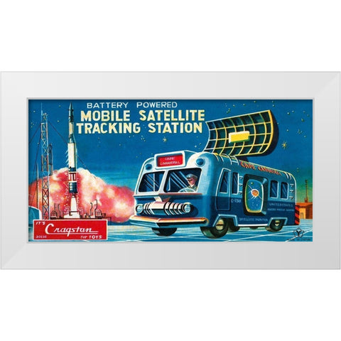 Mobile Satellite Tracking Station White Modern Wood Framed Art Print by Retrotrans