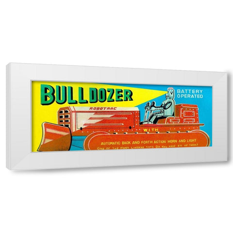 Robotrac Bulldozer White Modern Wood Framed Art Print by Retrotrans