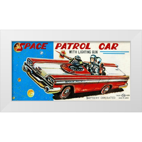 Space Patrol Car White Modern Wood Framed Art Print by Retrotrans