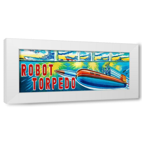 Robot Torpedo White Modern Wood Framed Art Print by Retrotrans