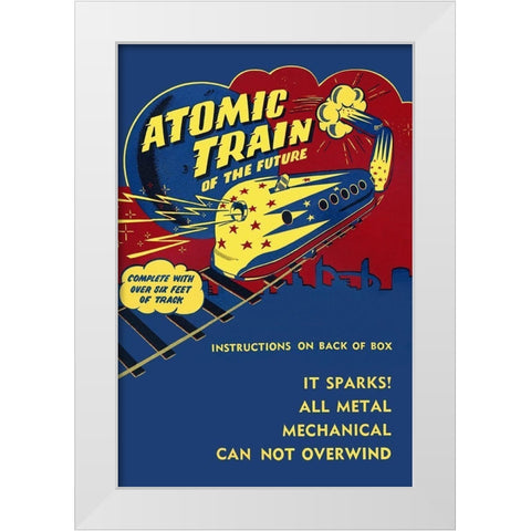 Atomic Train of the Future White Modern Wood Framed Art Print by Retrotrans