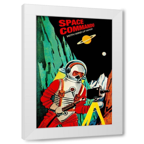 Space Commando White Modern Wood Framed Art Print by Retrobot