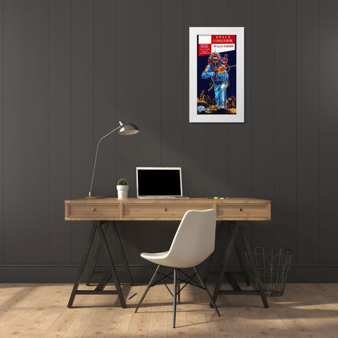 Space Conqueror White Modern Wood Framed Art Print by Retrobot