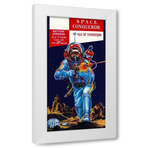 Space Conqueror White Modern Wood Framed Art Print by Retrobot