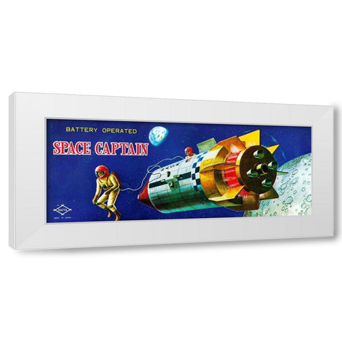 Space Captain White Modern Wood Framed Art Print by Retrorocket