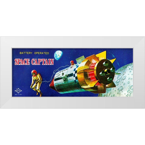 Space Captain White Modern Wood Framed Art Print by Retrorocket