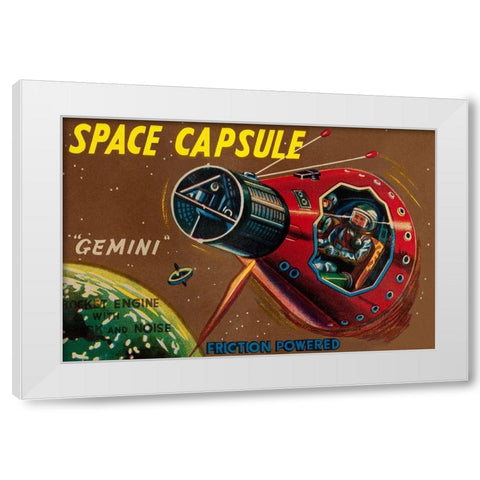 Space Capsule Gemini White Modern Wood Framed Art Print by Retrorocket