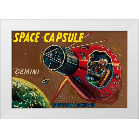 Space Capsule Gemini White Modern Wood Framed Art Print by Retrorocket