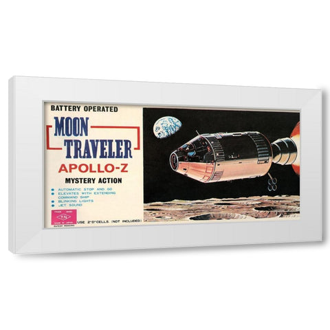 Moon Traveler Apollo-Z White Modern Wood Framed Art Print by Retrorocket