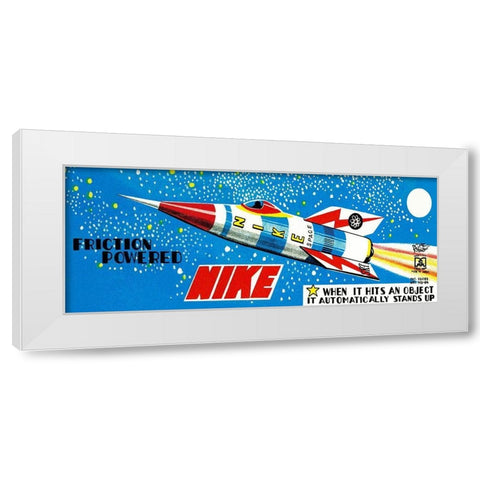 Friction Powered Nike White Modern Wood Framed Art Print by Retrorocket
