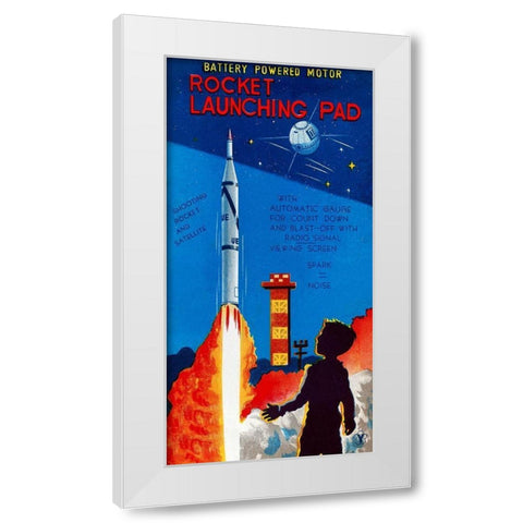 Rocket Launching Pad White Modern Wood Framed Art Print by Retrorocket
