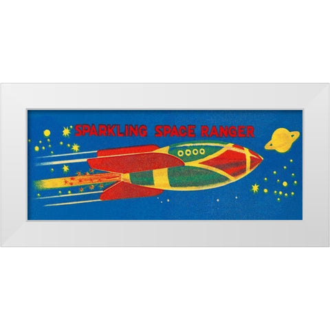 Sparkling Space Ranger White Modern Wood Framed Art Print by Retrorocket