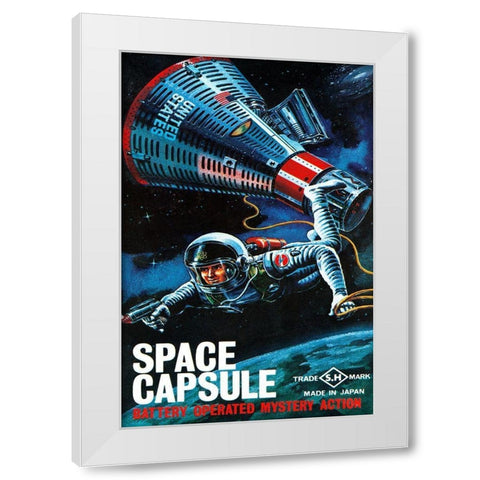 Space Capsule White Modern Wood Framed Art Print by Retrorocket