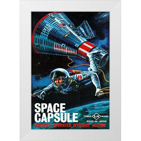 Space Capsule White Modern Wood Framed Art Print by Retrorocket