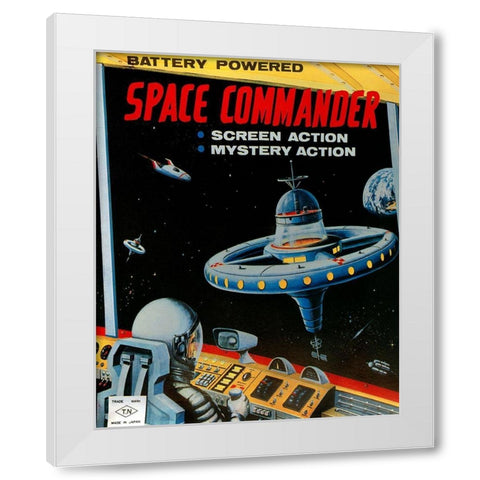Space Commander White Modern Wood Framed Art Print by Retrorocket