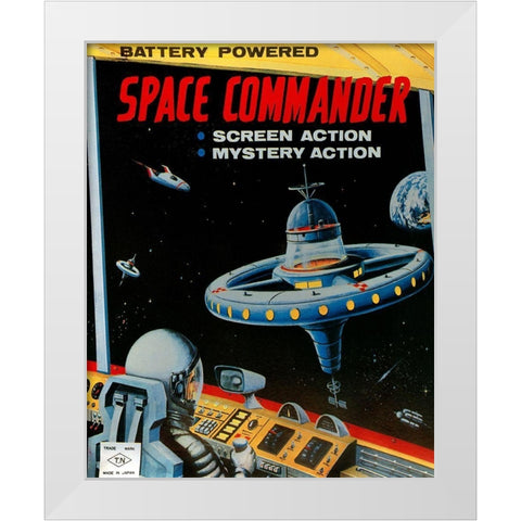 Space Commander White Modern Wood Framed Art Print by Retrorocket