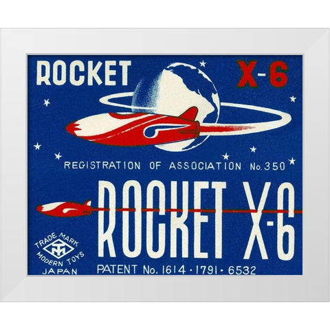 Rocket X-6 White Modern Wood Framed Art Print by Retrorocket