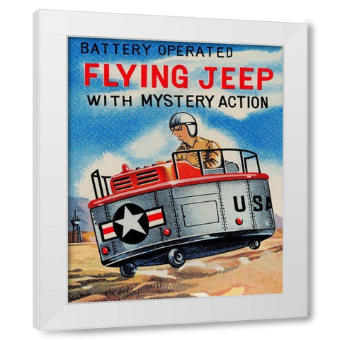 Battery Operated Flying Jeep with Mystery Action White Modern Wood Framed Art Print by Retrorocket