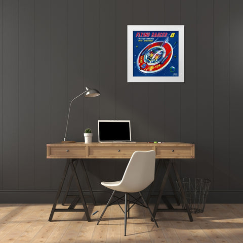 Flying Saucer 8 White Modern Wood Framed Art Print by Retrorocket
