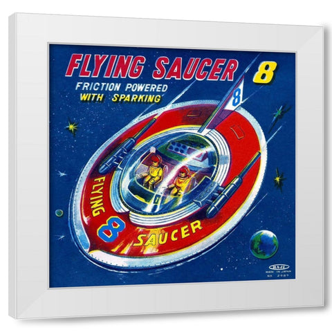 Flying Saucer 8 White Modern Wood Framed Art Print by Retrorocket