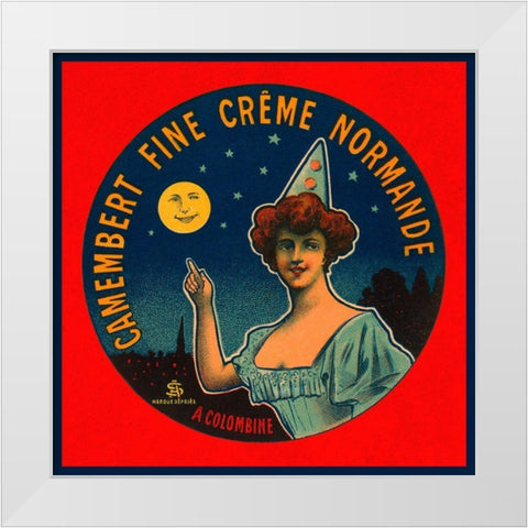 Camembert fine creme Normande White Modern Wood Framed Art Print by Retrolabel