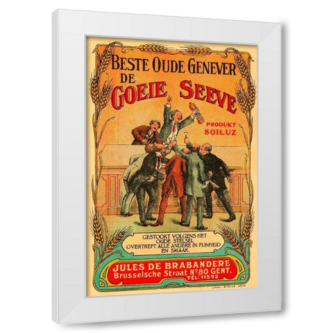 Beste Oude Genever de Goeie Seeve White Modern Wood Framed Art Print by Retrolabel
