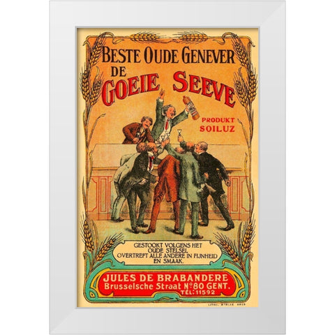Beste Oude Genever de Goeie Seeve White Modern Wood Framed Art Print by Retrolabel
