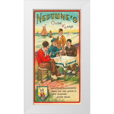Neptunes Oude Klare White Modern Wood Framed Art Print by Retrolabel