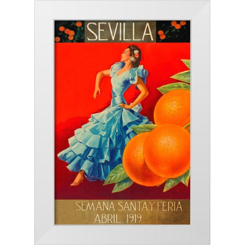 Sevilla - Fair Week White Modern Wood Framed Art Print by Retrolabel