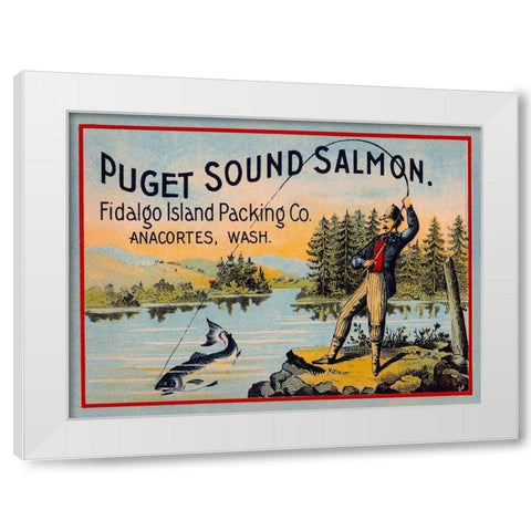 Puget Sound Salmon - On the Fly White Modern Wood Framed Art Print by Retrolabel