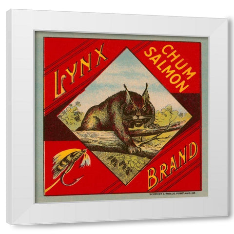 Lynx Brand Chum Salmon White Modern Wood Framed Art Print by Retrolabel