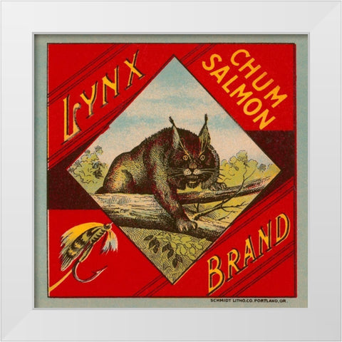 Lynx Brand Chum Salmon White Modern Wood Framed Art Print by Retrolabel