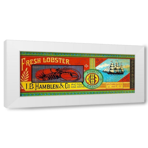 Pioneer Brand Fresh Lobster White Modern Wood Framed Art Print by Retrolabel