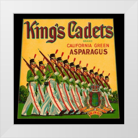 Kings Cadets California Green Asparagus White Modern Wood Framed Art Print by Retrolabel