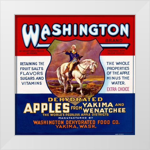 Washington Brand Dehydrated Apples White Modern Wood Framed Art Print by Retrolabel