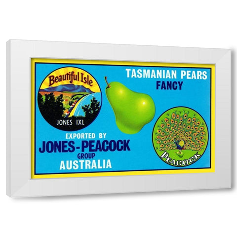 Jones-Peacock Tasmanian Pears White Modern Wood Framed Art Print by Retrolabel