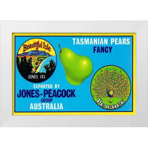 Jones-Peacock Tasmanian Pears White Modern Wood Framed Art Print by Retrolabel
