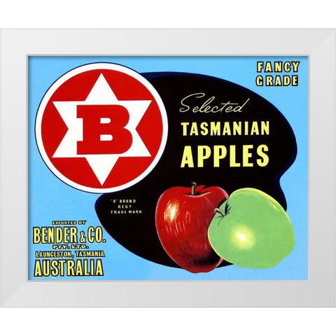 Fancy Grade Selected Tasmanian Apples White Modern Wood Framed Art Print by Retrolabel