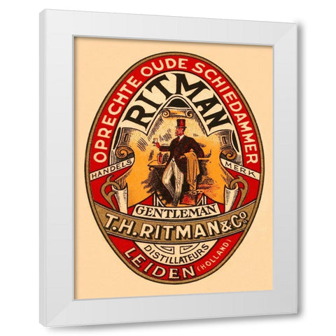 Gentleman Liquor White Modern Wood Framed Art Print by Retrolabel