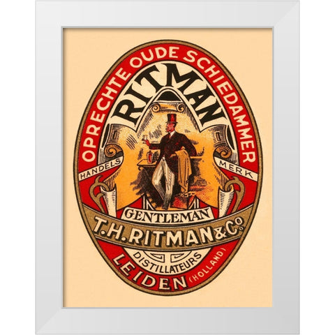 Gentleman Liquor White Modern Wood Framed Art Print by Retrolabel